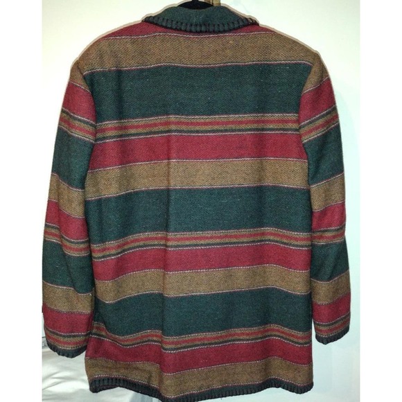 90s HUNT CLUB Wool Southwestern Blanket Jacket Green Red Oversized Riding M NWT - Picture 3 of 8